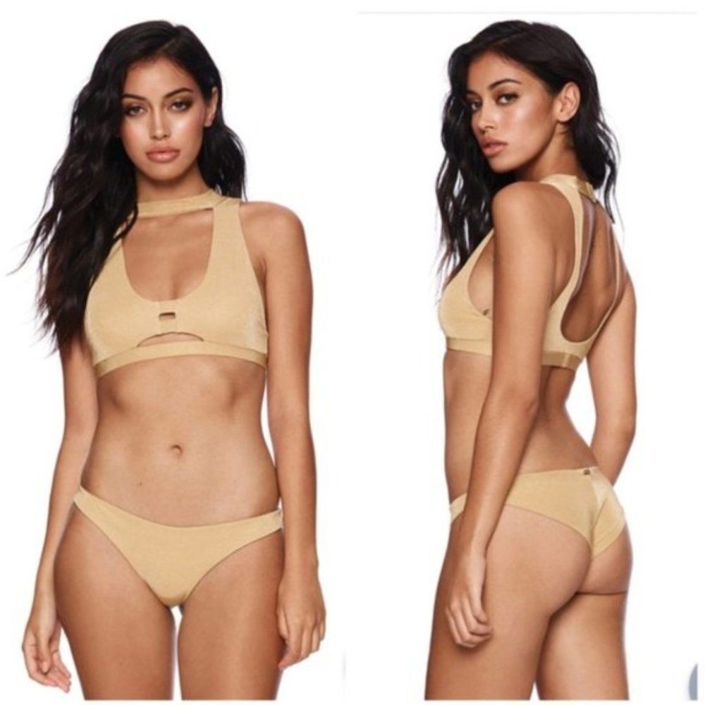 Shimmery Gold Beach Bunny 'Dani' Skimpy Bikini Bottom - XL - Picture 2 of 6